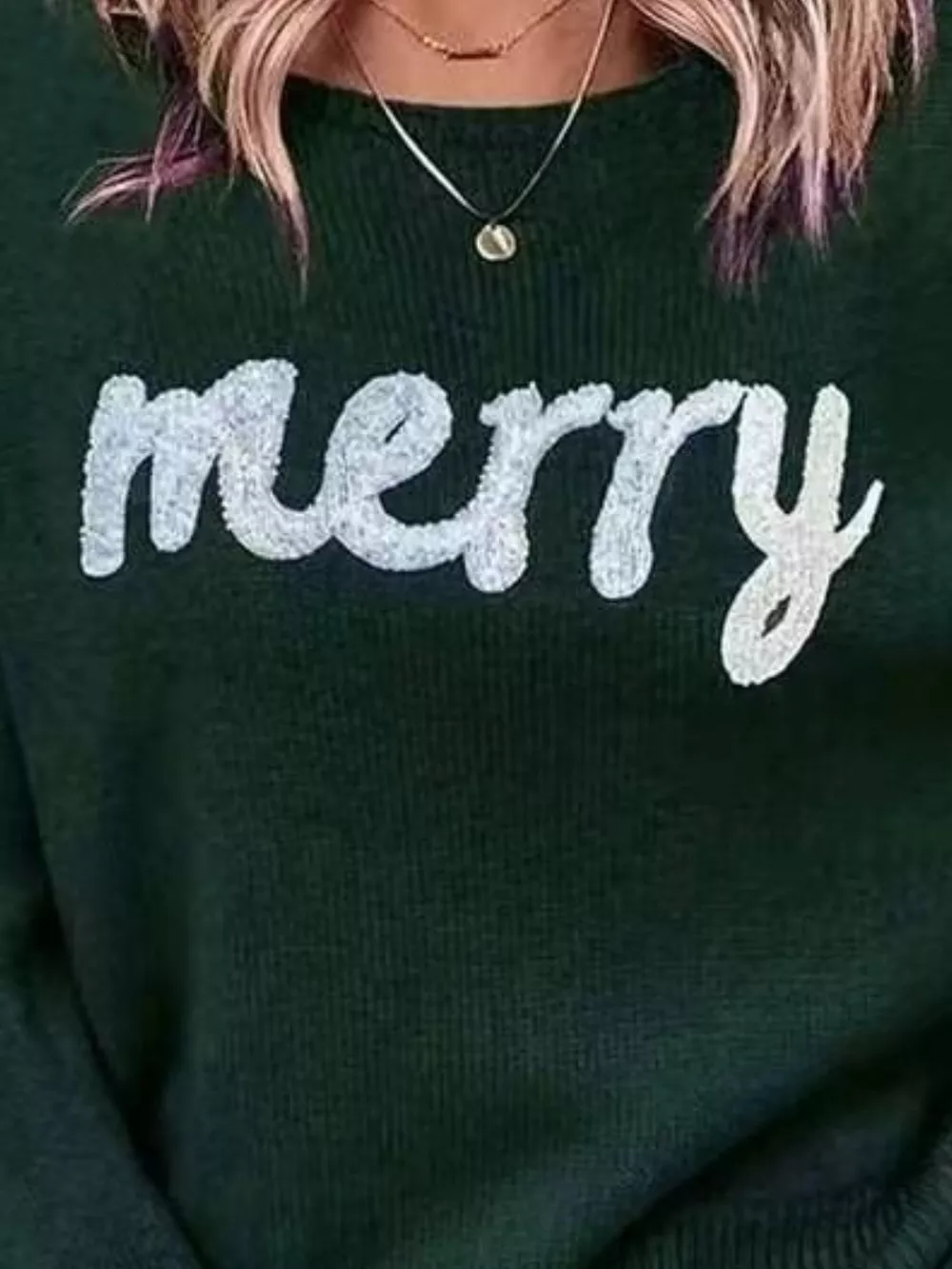 Merry Round Neck Dropped Shoulder Christmas Sweater, image 12