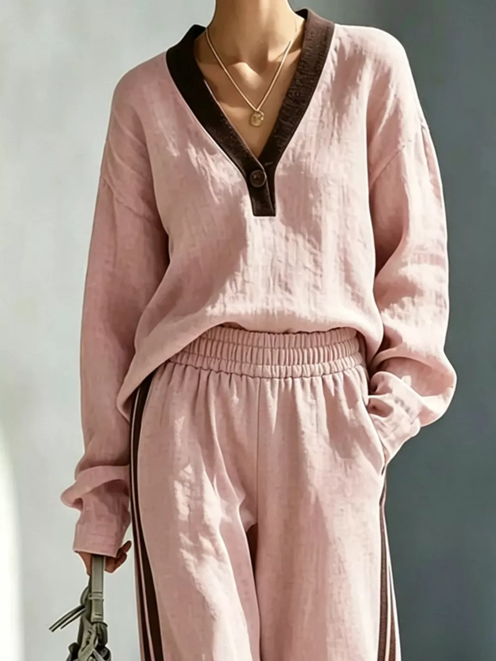 Long Sleeve Top and Side-Striped Joggers Set, image 5