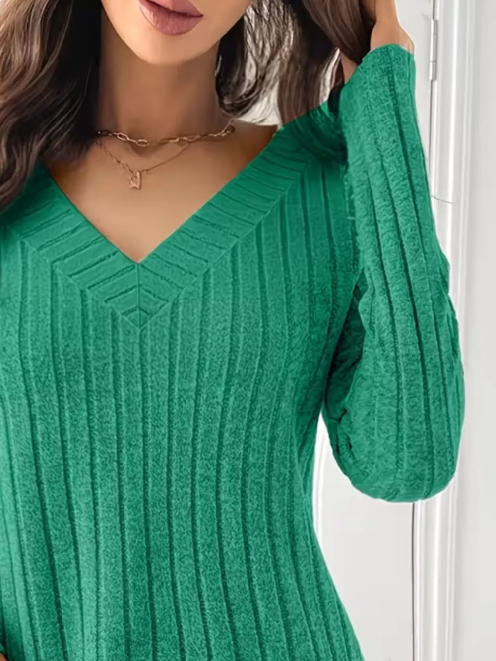 Ribbed Knit Long Sleeve T-Shirt, image 3