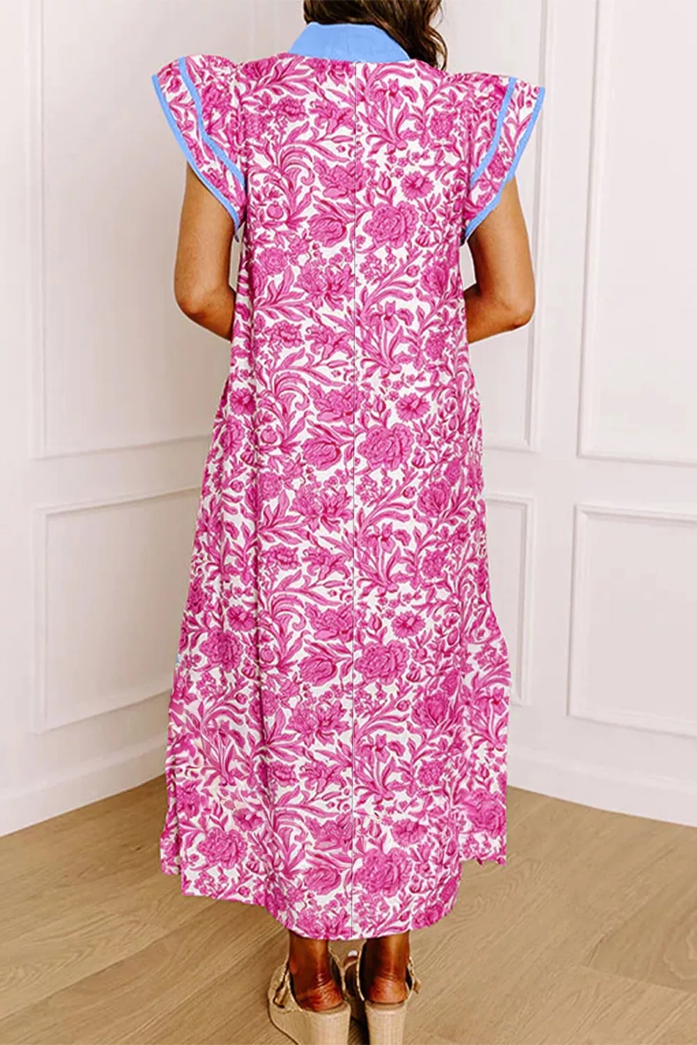 Floral Print Ruffle Cap Sleeve Dress, image 2
