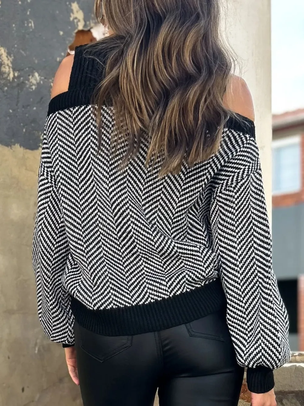 Mock Neck Cold Shoulder Sweater, image 3