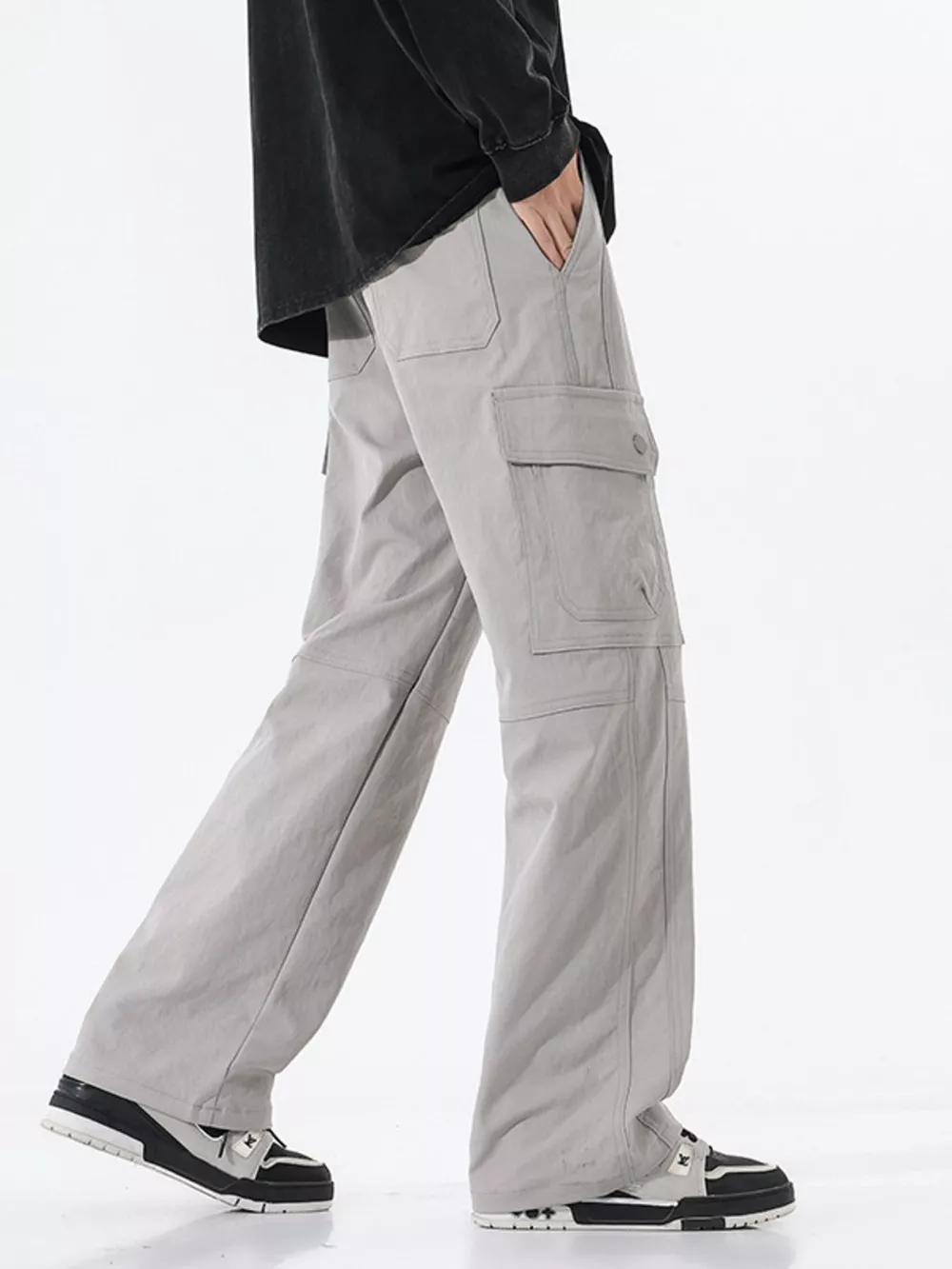 Men's Full Size Drawstring Cargo Wide Leg Pants Plus Size, image 13