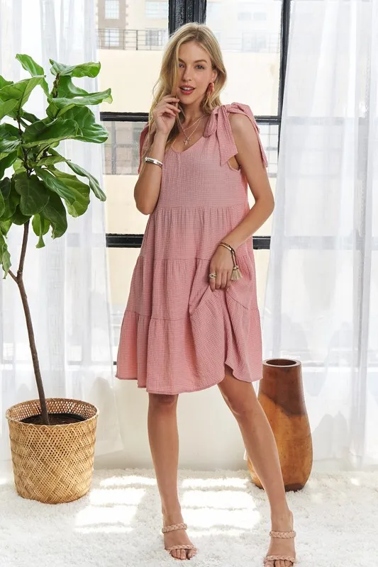 V-Neck Tie Shoulder Dress, image 2