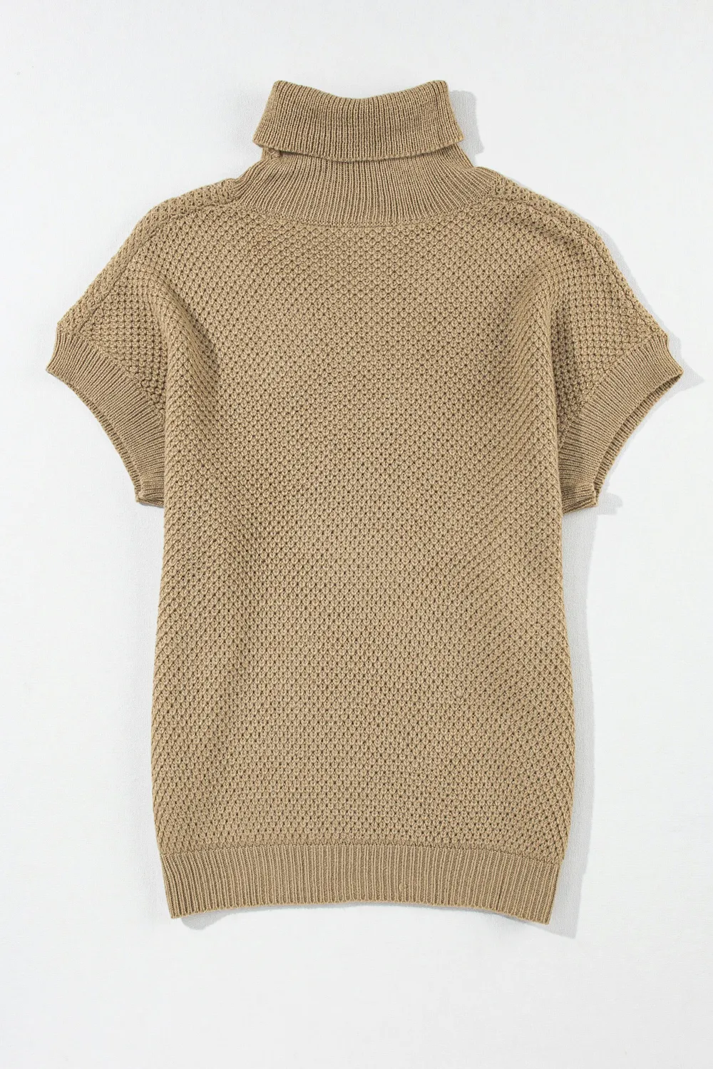 Solid Color Turtleneck Short Sleeve Sweater, image 6