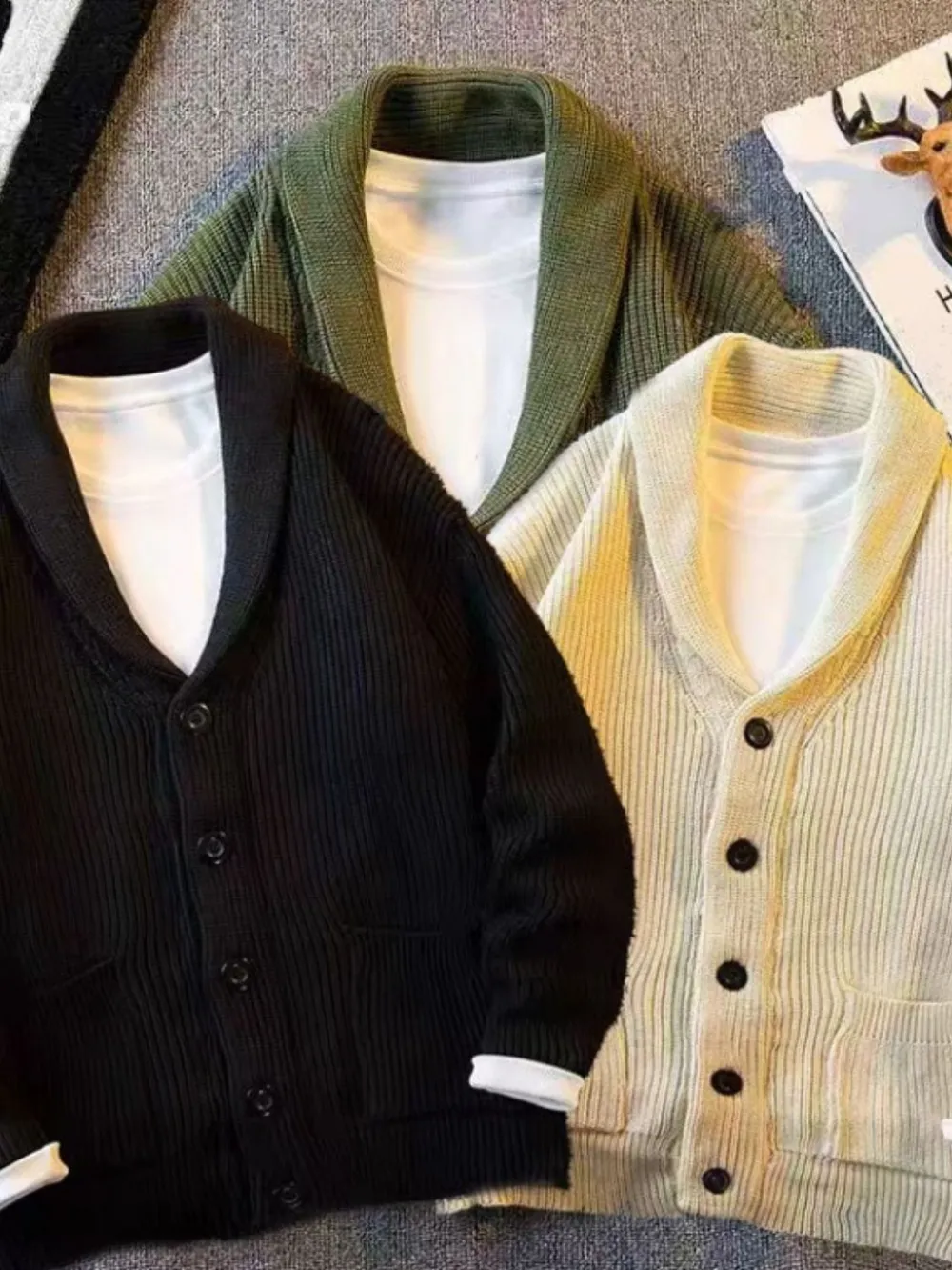 Men's Plus Size Button Down Long Sleeve Cardigan, image 2