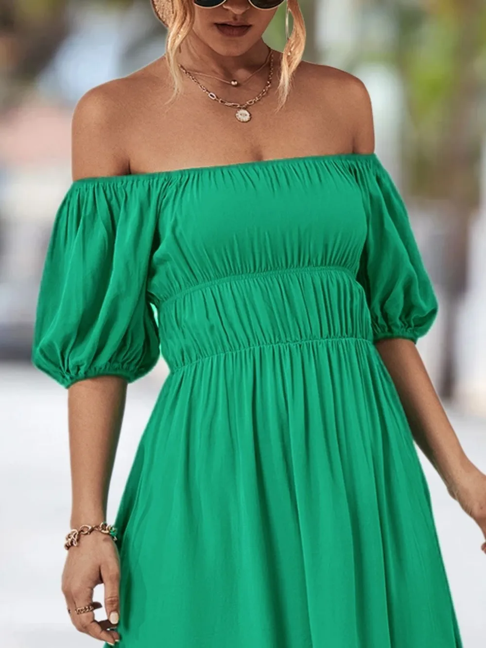 Off-Shoulder Puff Sleeve Mini Dress, image 11