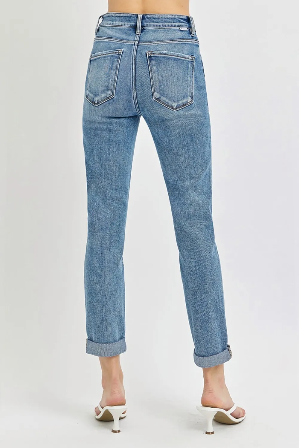 Full Size High Rise Cropped Roll Up Jeans, image 2