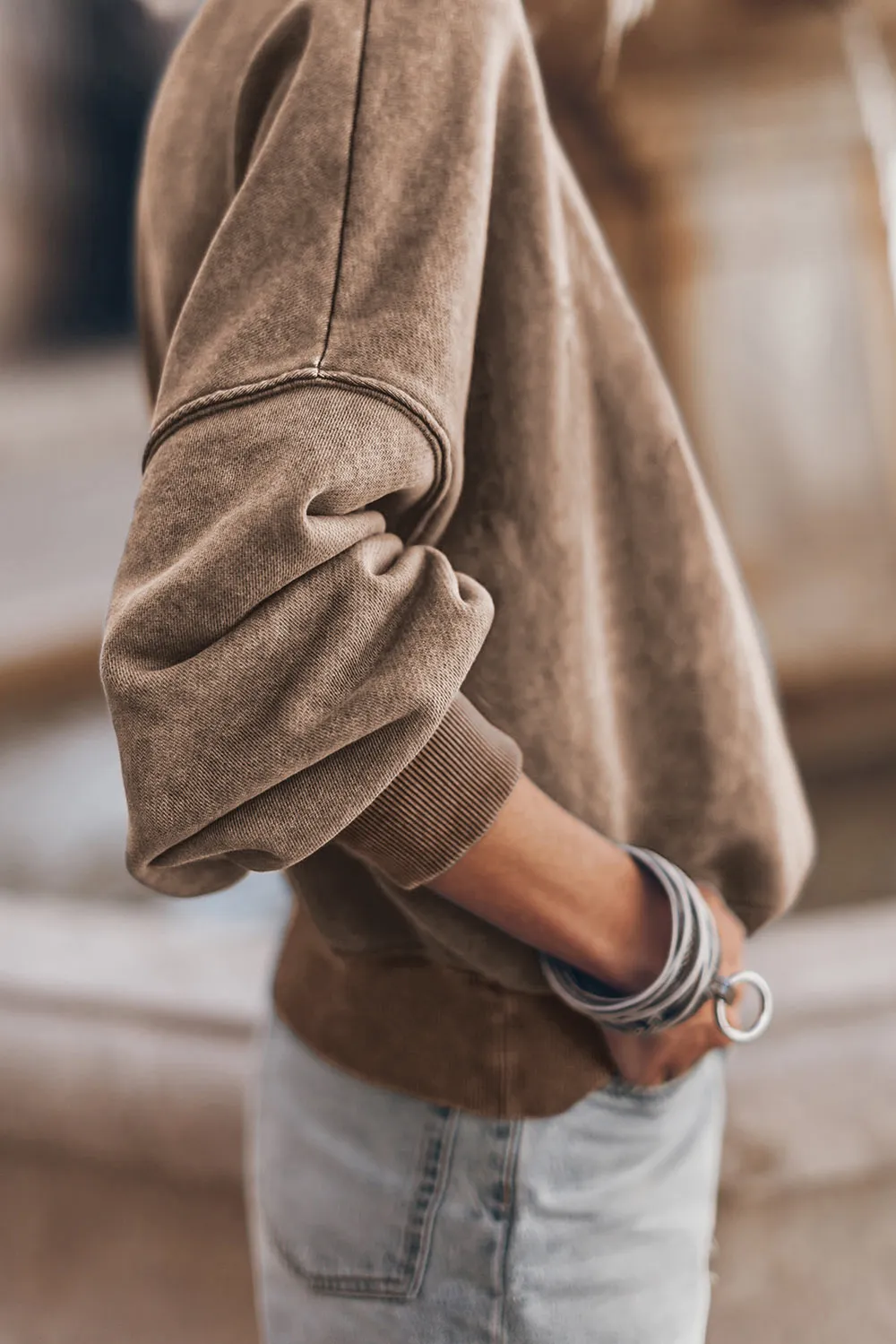 Mock Neck Dropped Shoulder Sweatshirt, image 15