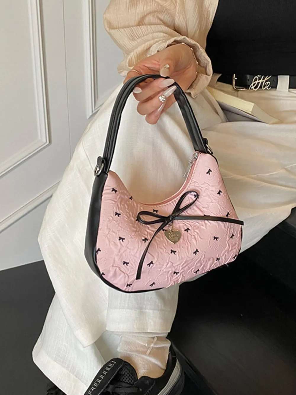 Printed Bow Shoulder Bag, image 5