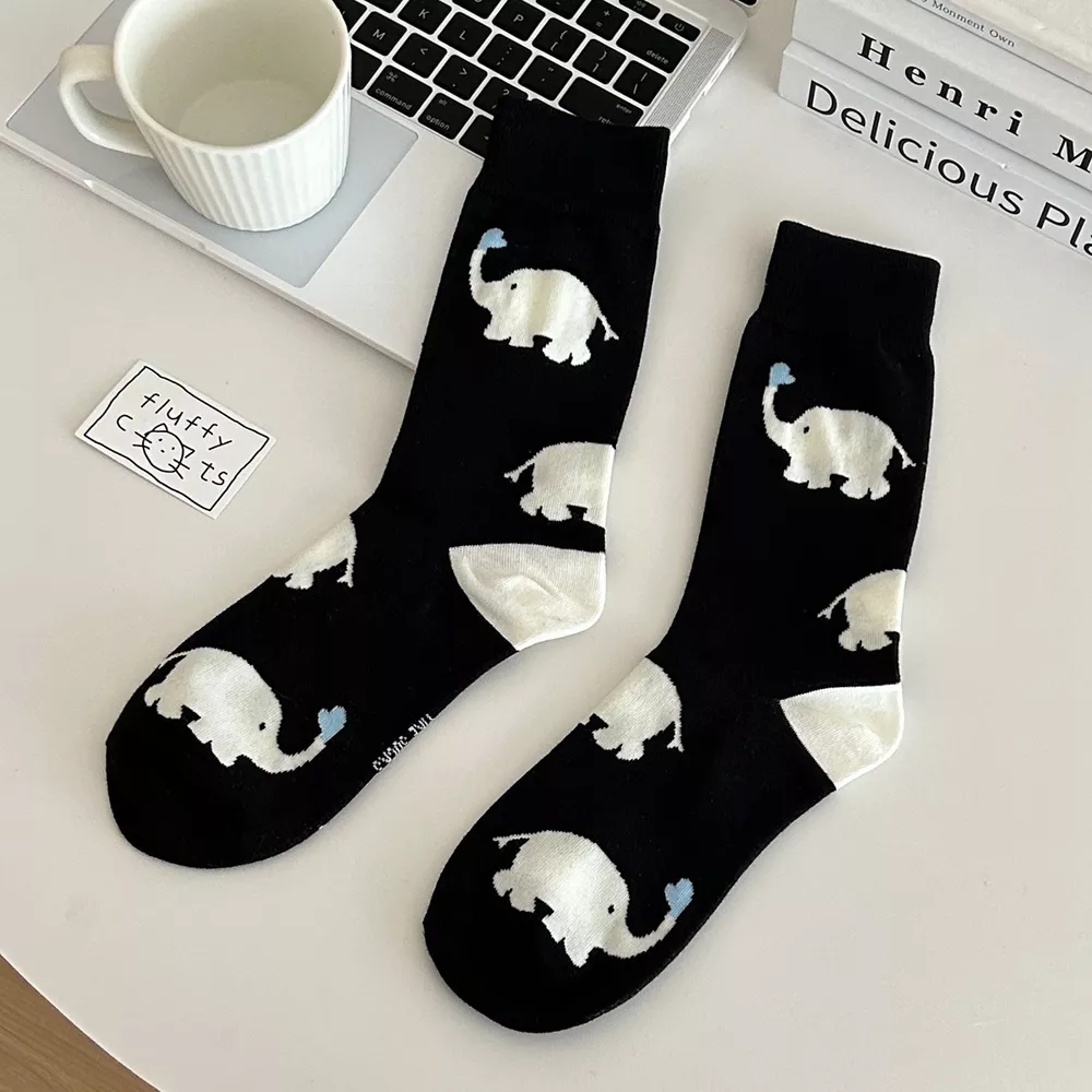 Elephant Pattern Crew Socks