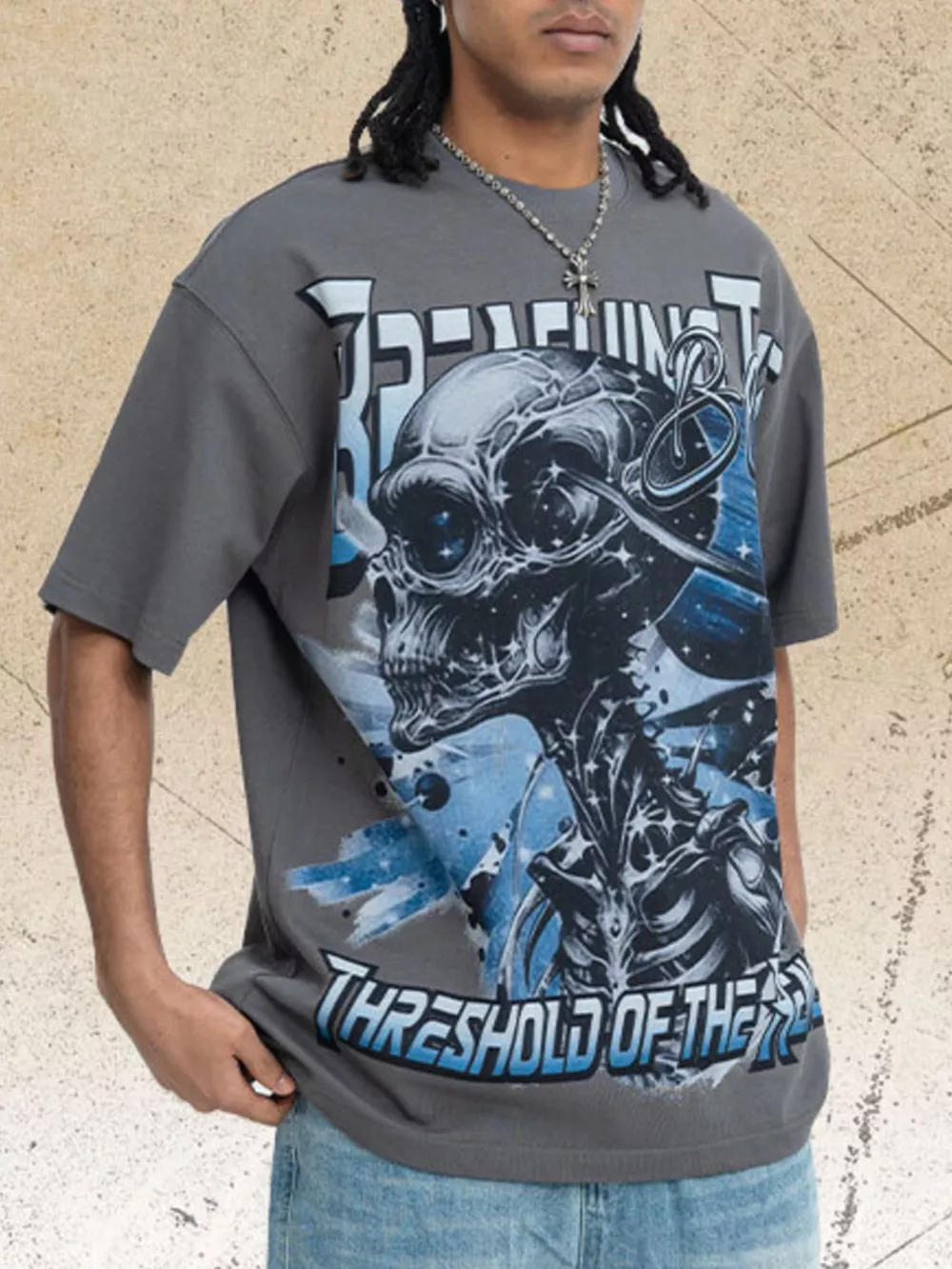Men's Skull Graphic Round Neck T-Shirt, image 7