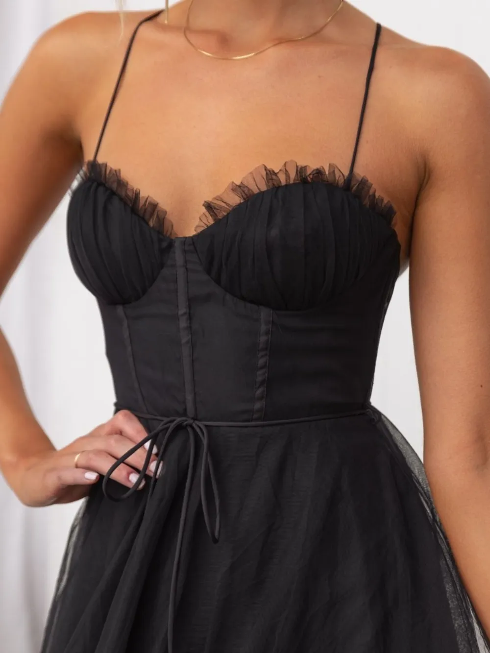 Sweetheart Neck Tulle Midi Dress, image 9