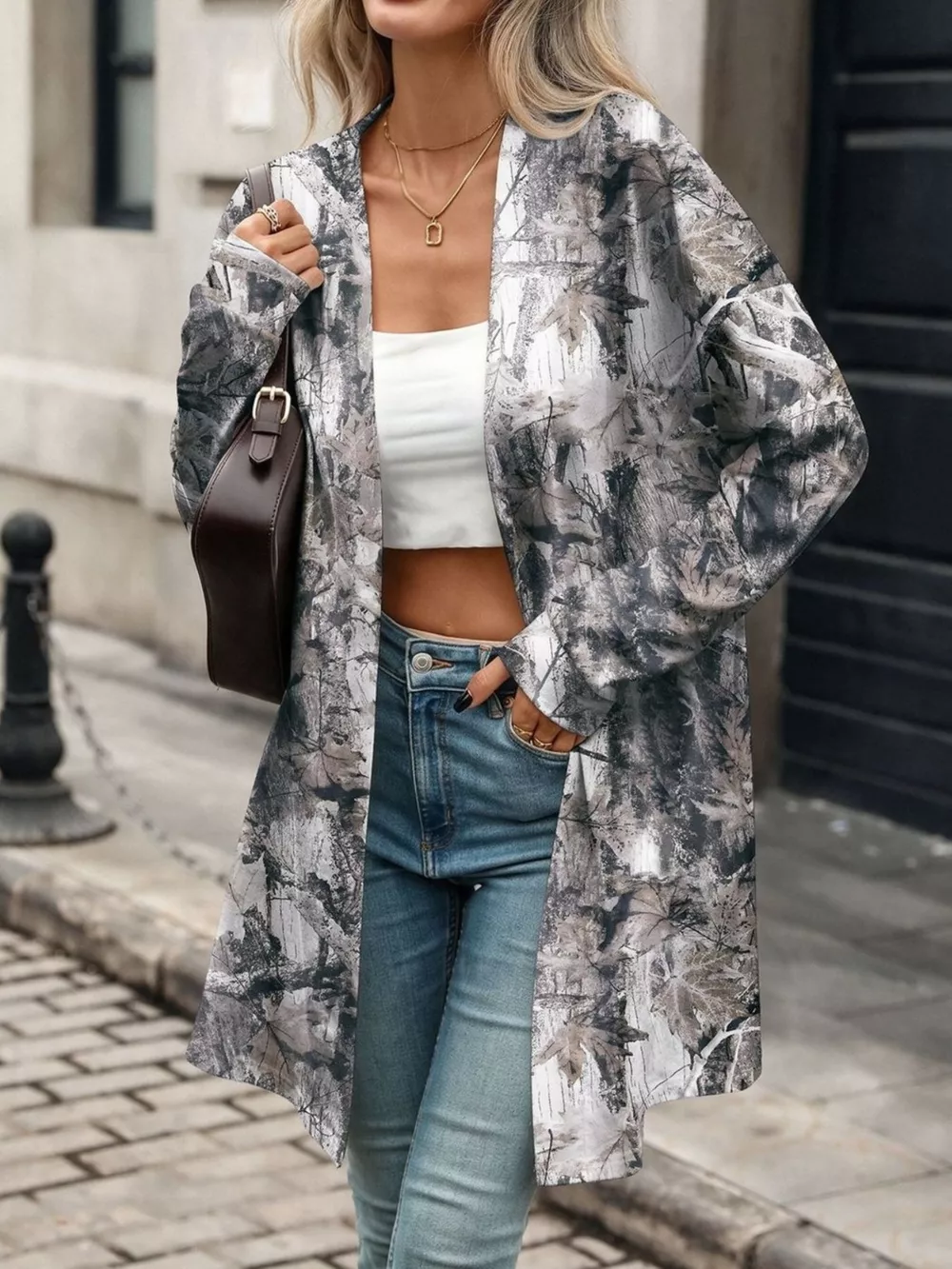 Printed Open Front Cardigan, image 17
