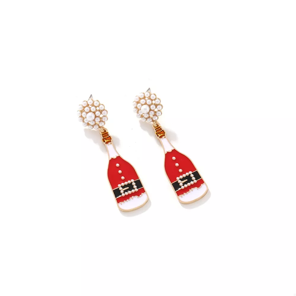 Christmas Champagne Bottle Drop Earrings, image 3