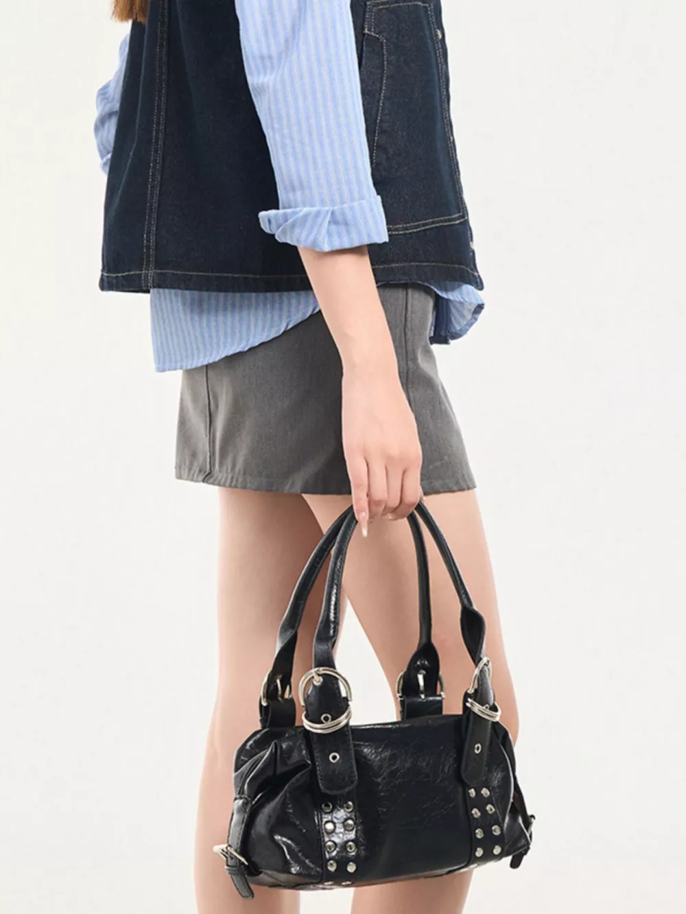 Studded Buckle Accent Handbag, image 3