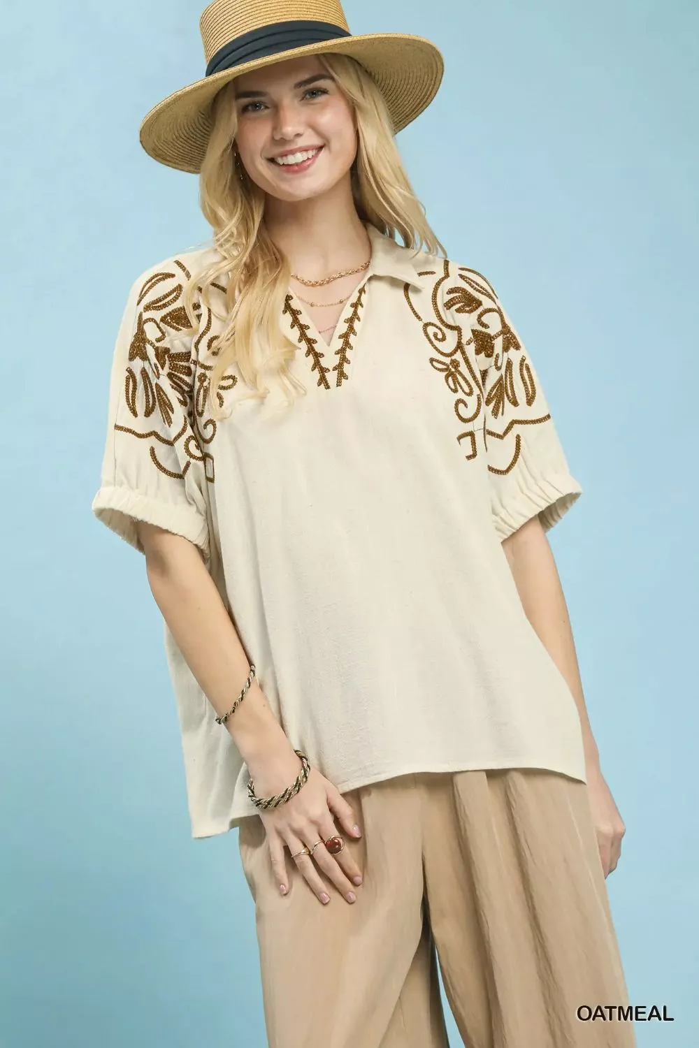 Floral Embroidered Sleeve Blouse, image 2