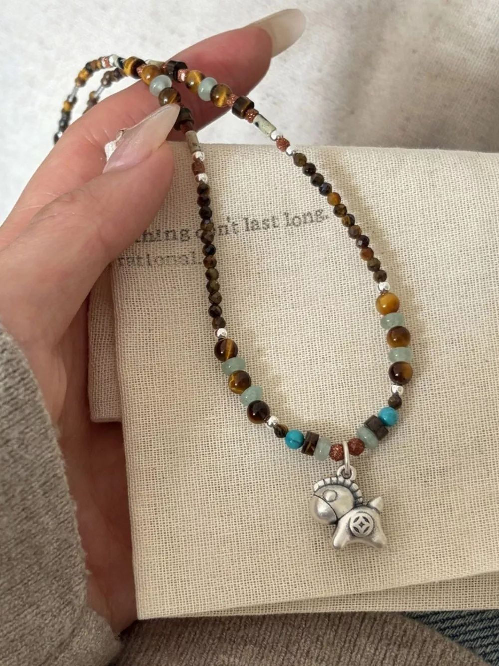 Beaded Horse Pendant Necklace, image 5