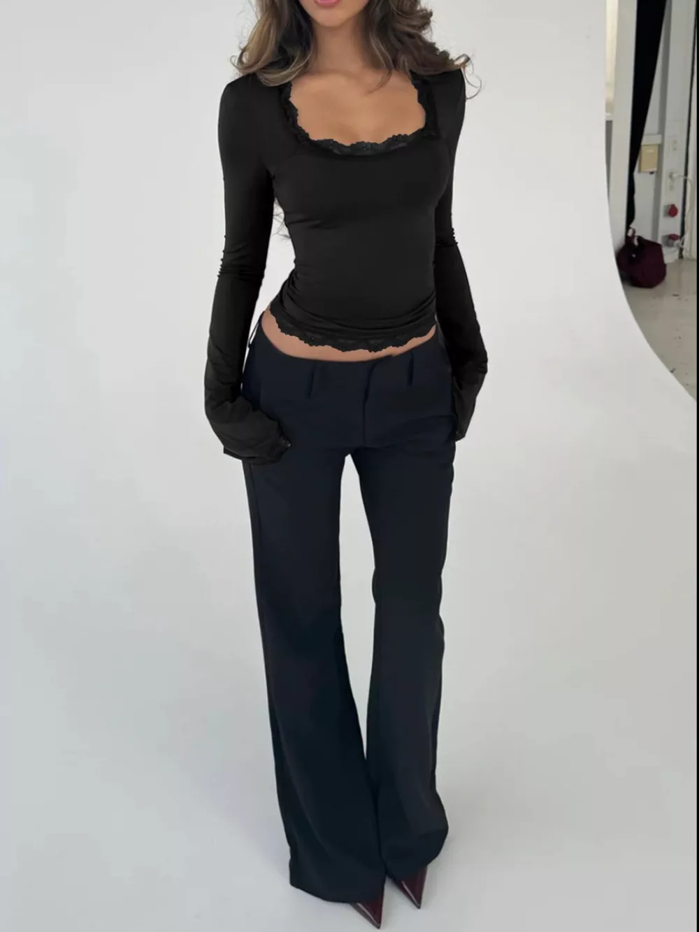 Lace Trim Long Sleeve T-Shirt, image 13