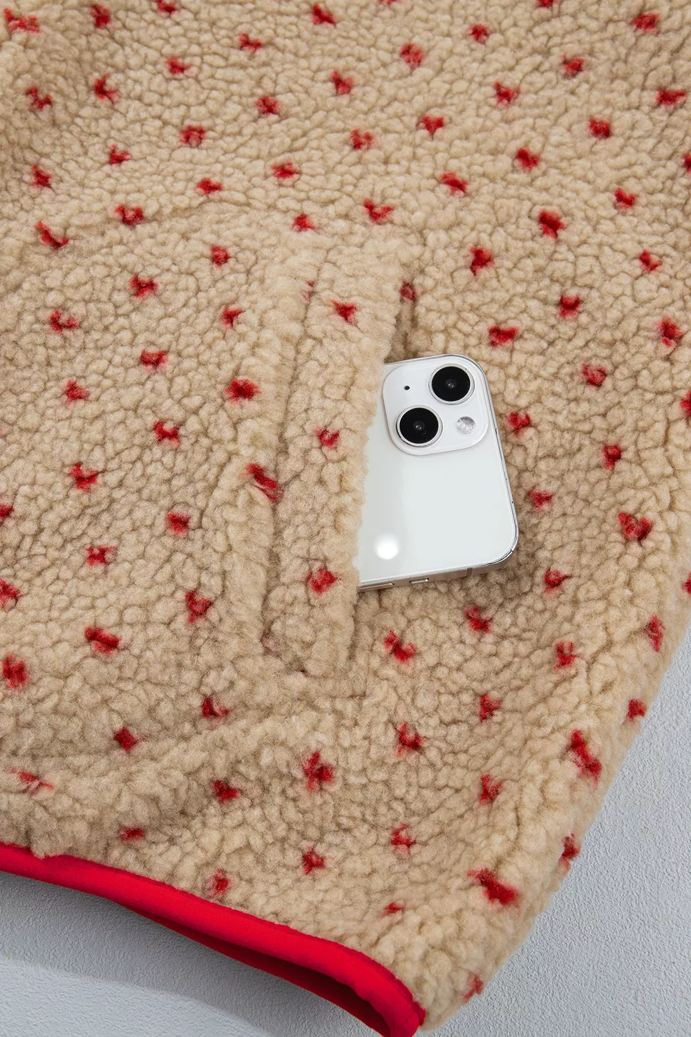Heart Pattern Fleece Colorblock Collar Long Sleeve Sweatshirt, image 9