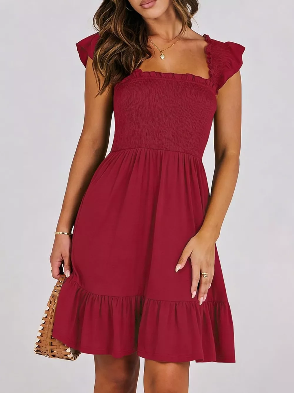 Smocked Ruffle Hem Mini Dress, image 16