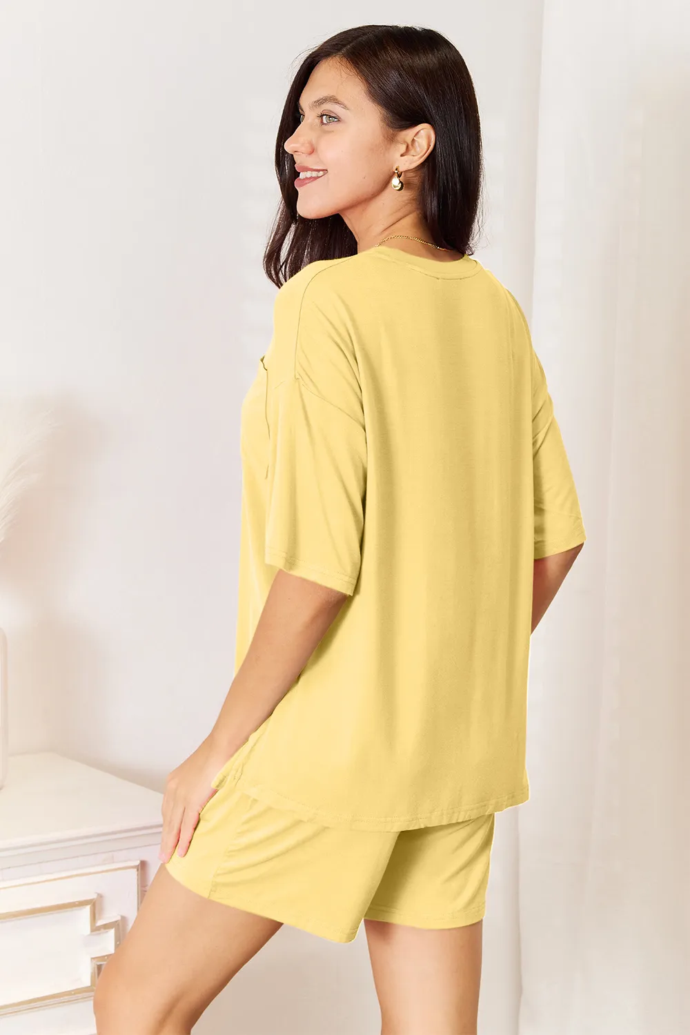 Bamboo Full Size Round Neck Drop Shoulder T-Shirt and Shorts Set, image 10