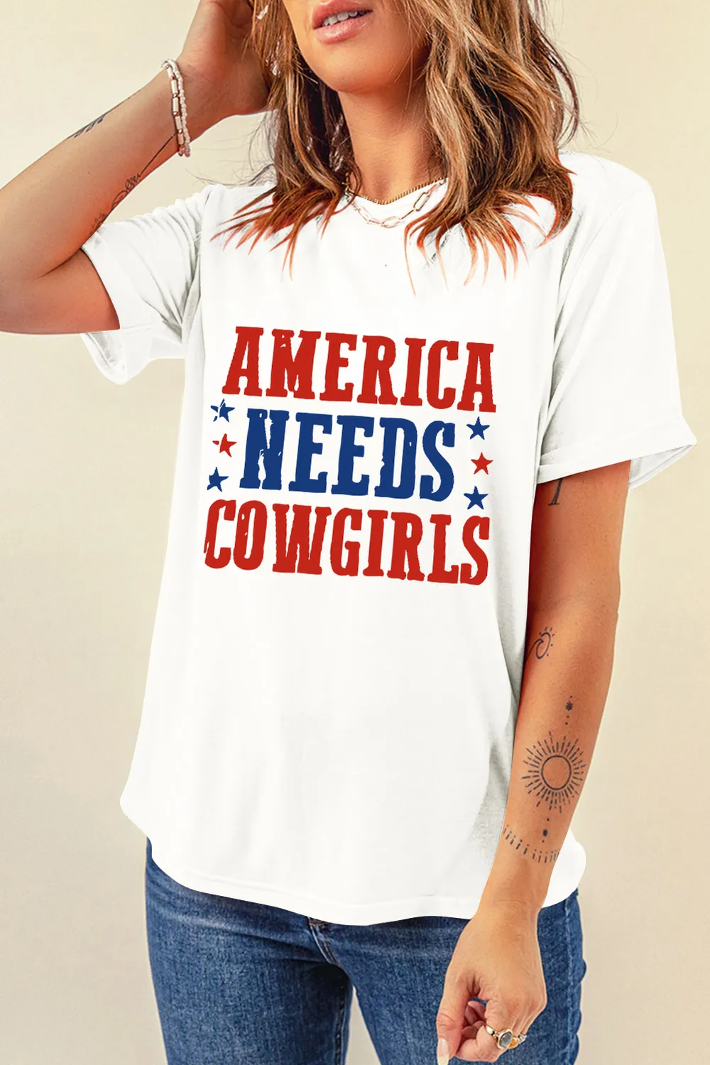 Letter Graphic Round Neck Short Sleeve T-Shirt, image 3