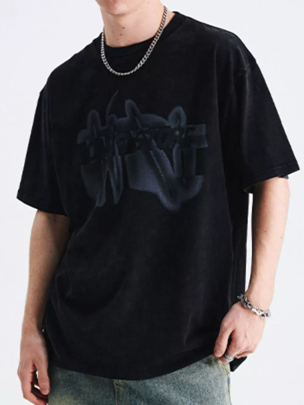 Men's Graphic Round Neck Oversized T-Shirt, image 2