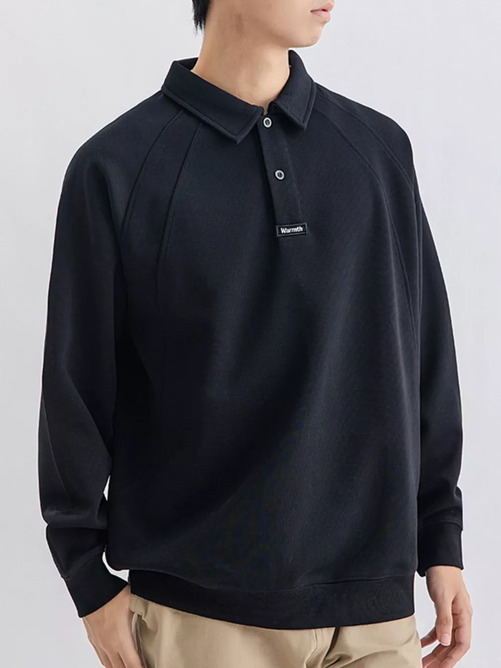 Men's Plus Size Casual Long Sleeve Polo, image 6