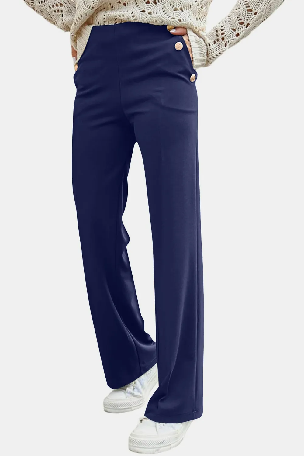 Decorative Button High Rise Pants, image 14