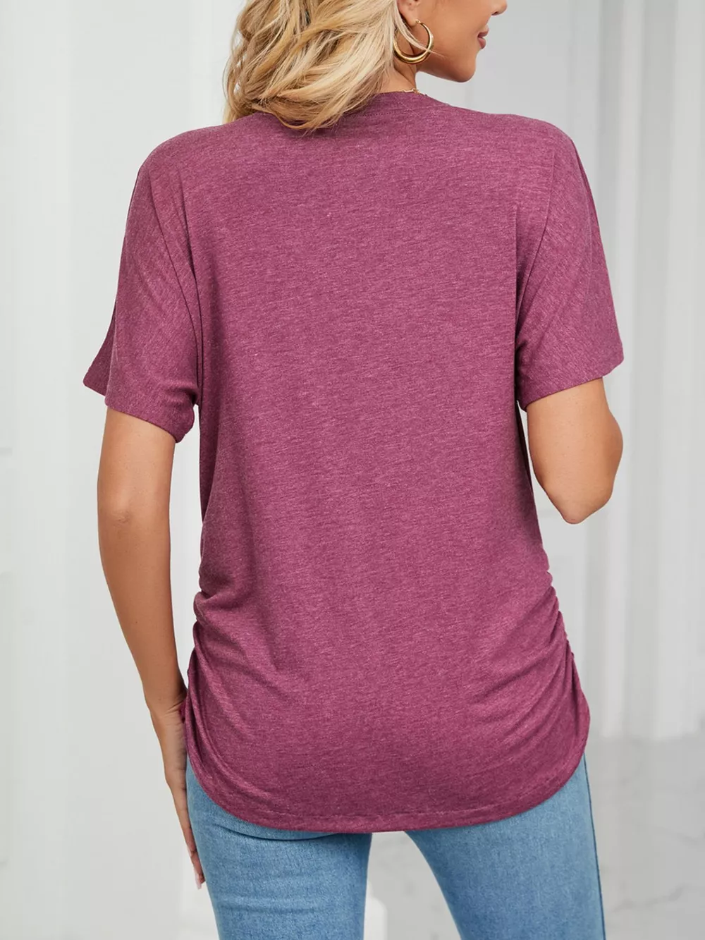Casual V-Neck Short Sleeve T-Shirt, image 14
