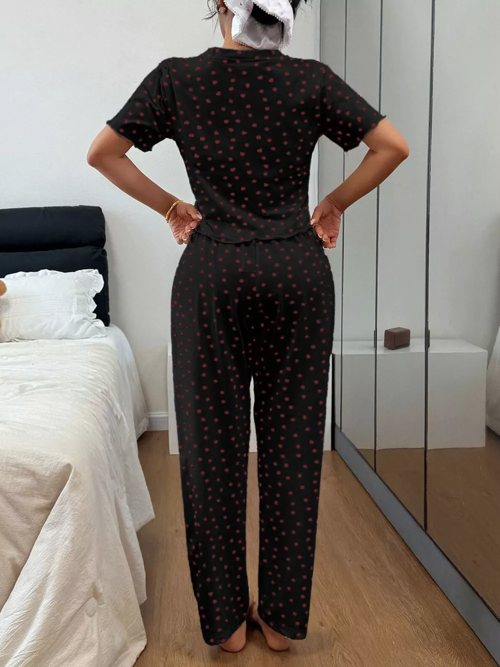 Polka Dot Short Sleeve Top and Shorts Set, image 12