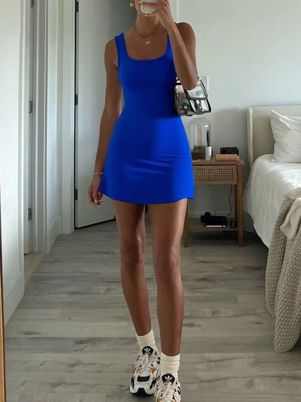 Square Neck Bodycon Mini Tank Dress, image 7