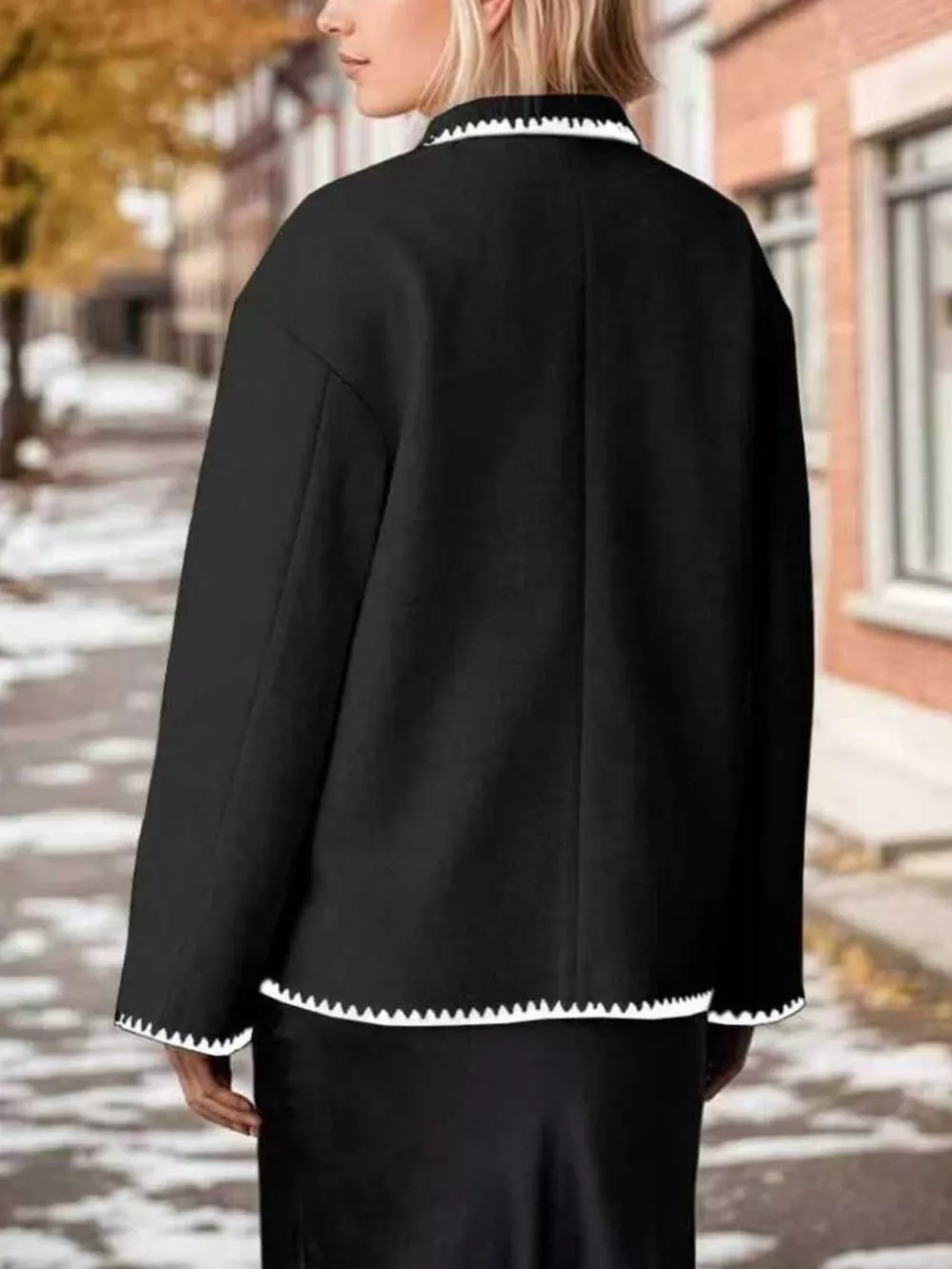 Contrast Trim Drop Shoulder Outerwear, image 5