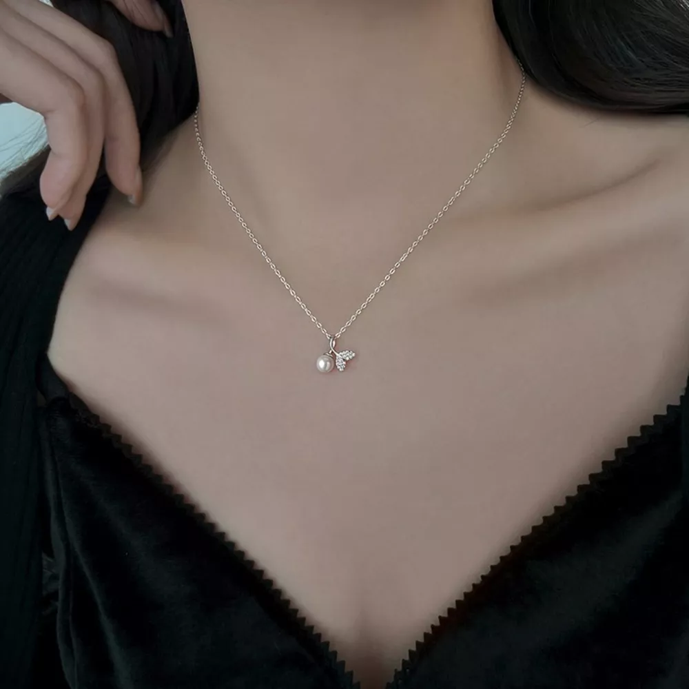 Pearl Mermaid Tail Pendant Necklace, image 4