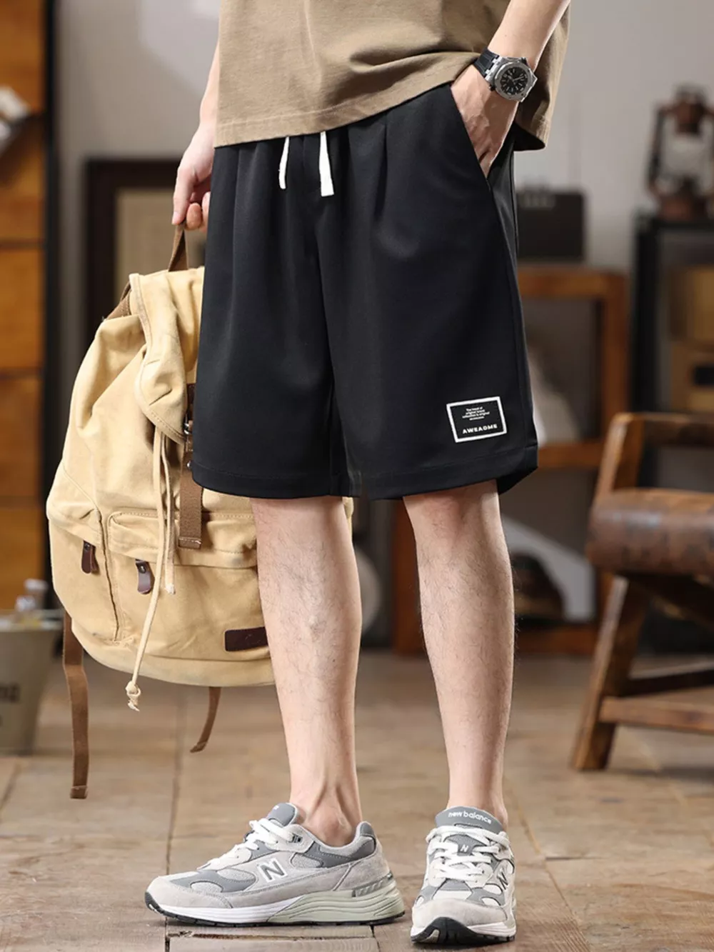 Men's Plus Size Casual Loose-Fit Drawstring Shorts, image 9
