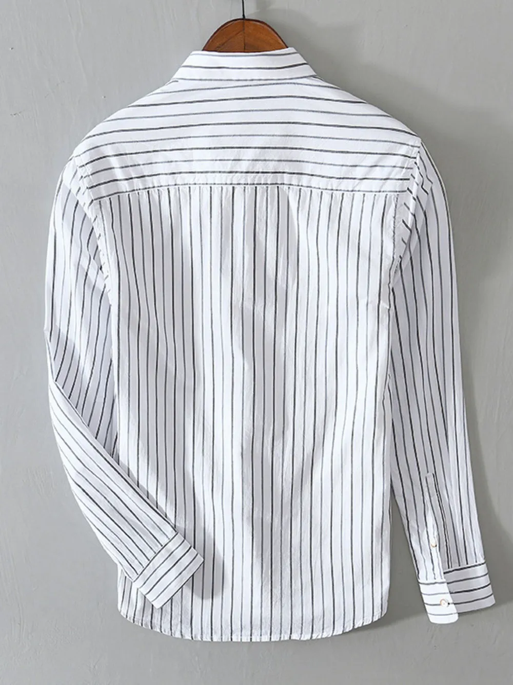 Men's Plus Size Classic Striped Button-Down Shirt, image 3