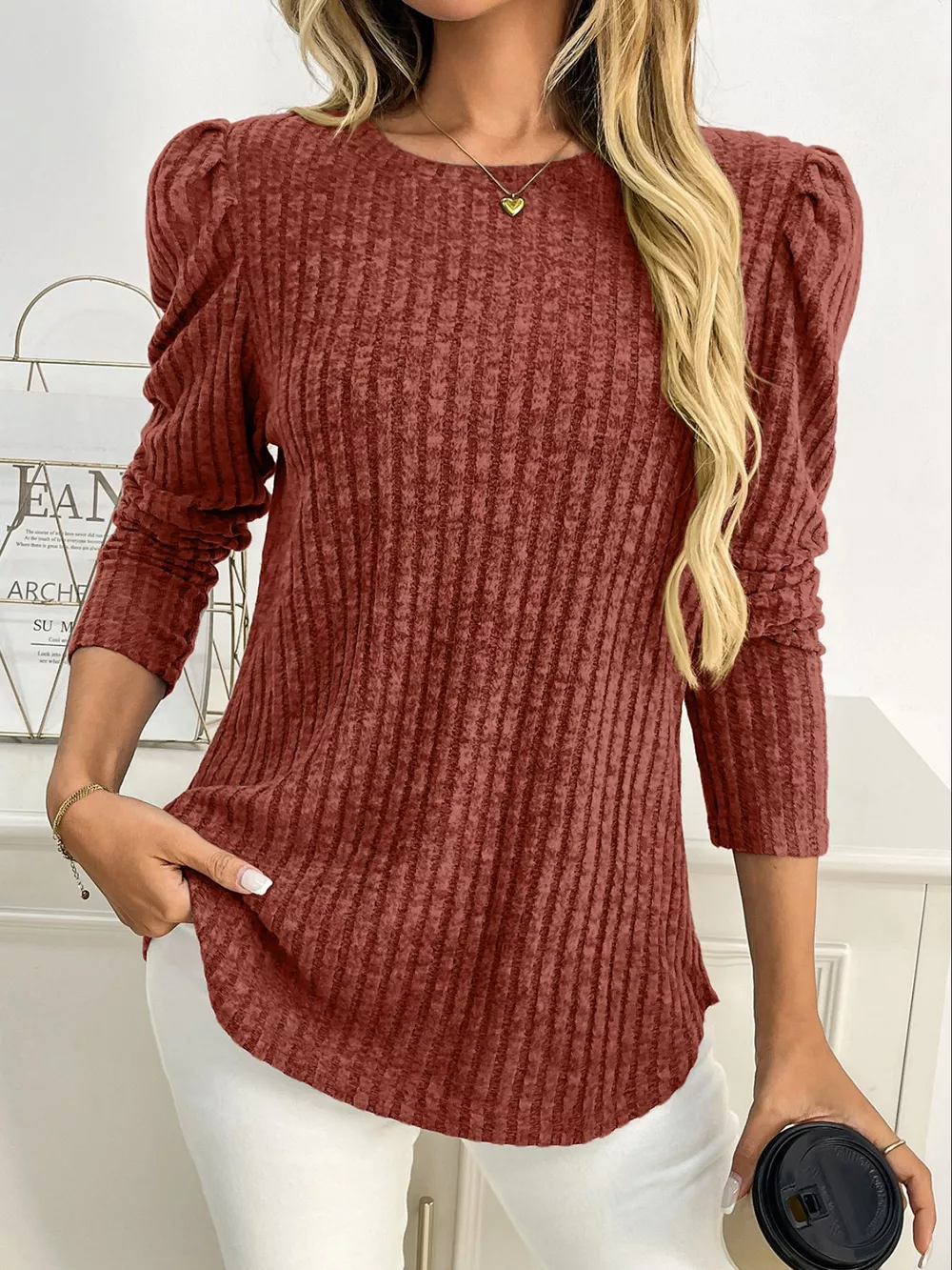 Round Neck Puff Sleeve T-Shirt, image 22