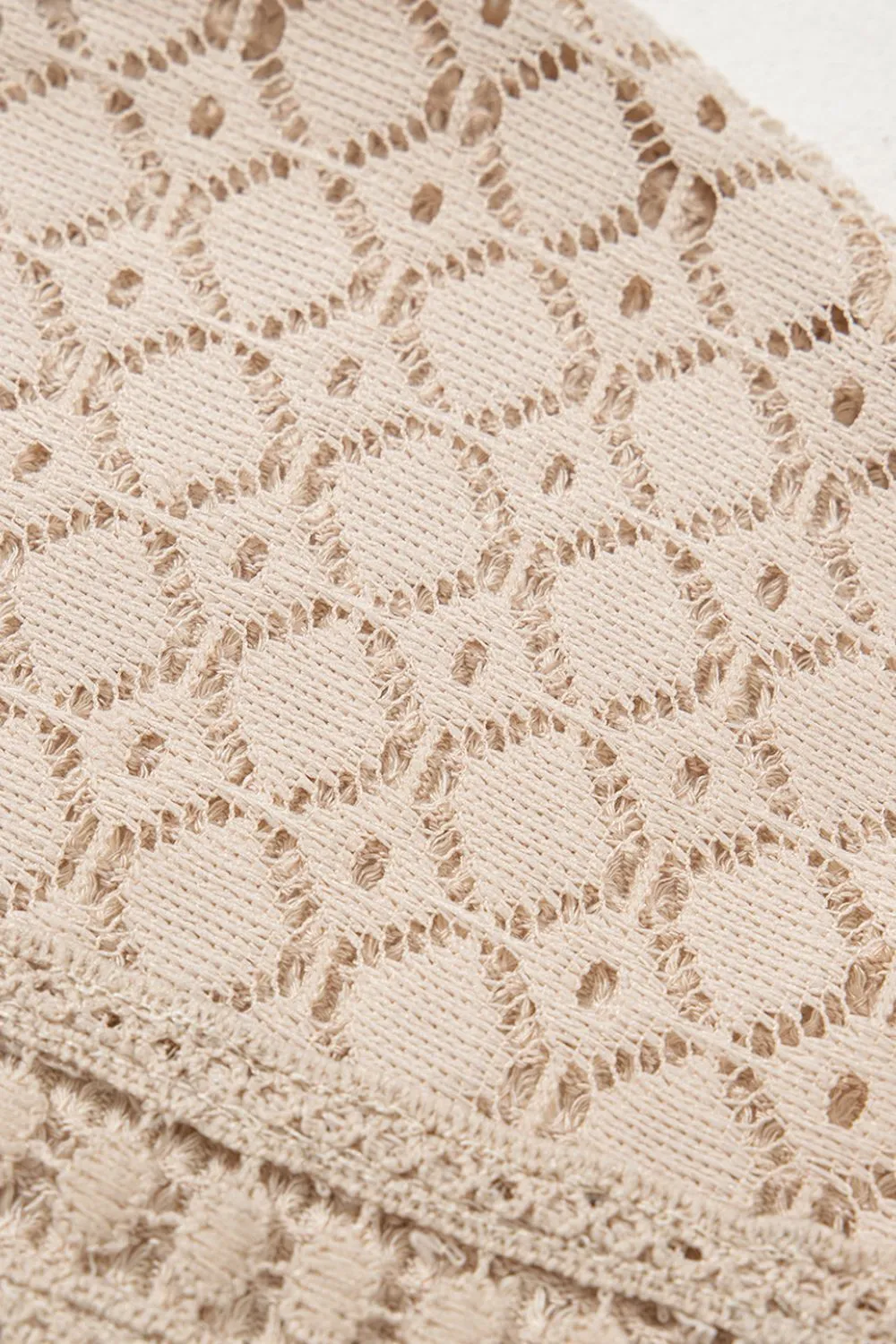 Lace Patchwork Waffle Short Sleeve Knit Top, image 6