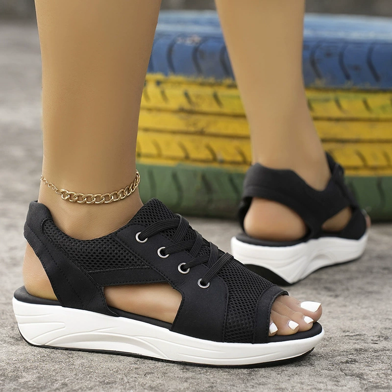 Lace Up Wedge Sandals, image 3