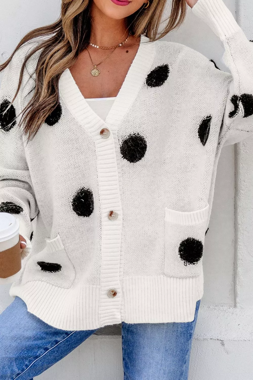 Polka Dot Button Up Cardigan, image 8