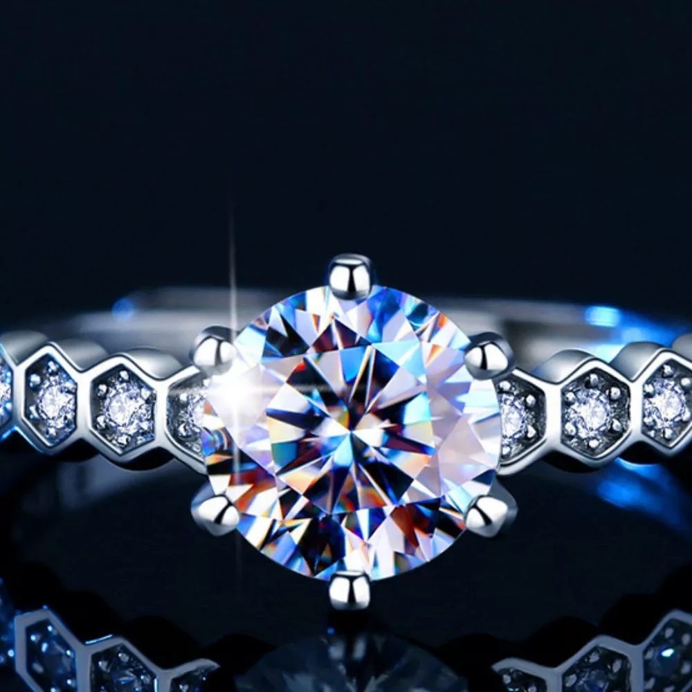 1 Carat Moissanite 925 Sterling Silver Ring, image 3