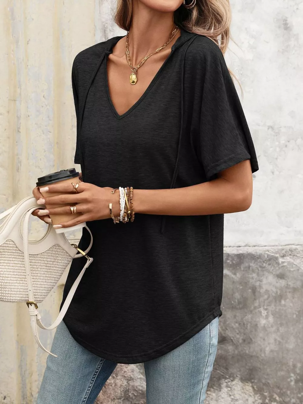 Casual Short Sleeve Hooded T-Shirt, image 12