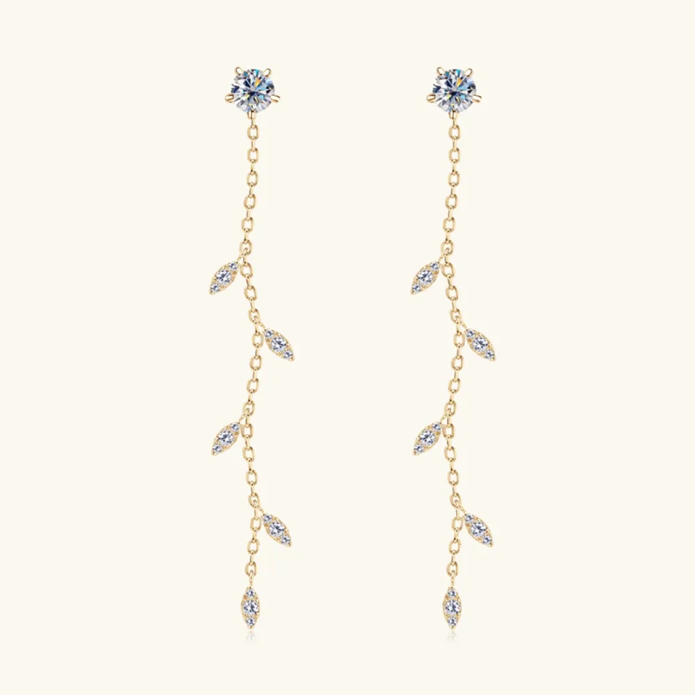 1.38 Carat Moissanite 925 Sterling Silver Leaf Earrings, image 5