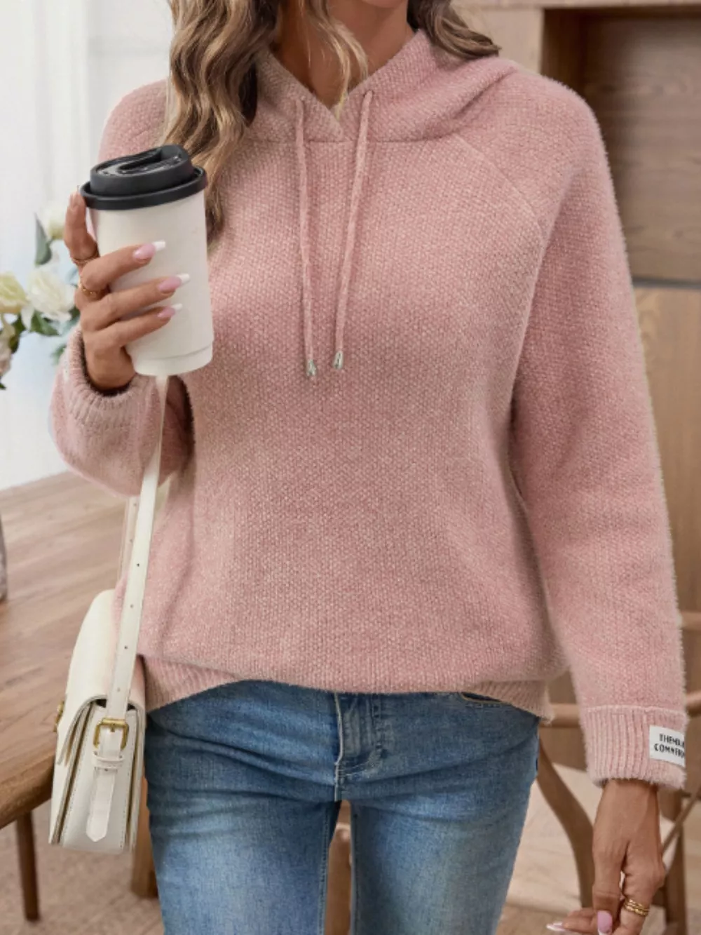Long Sleeve Drawstring Hooded Sweater, image 4