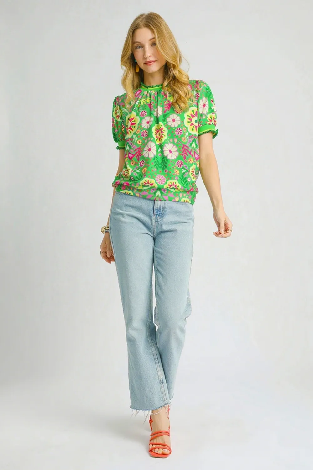 Retro Floral Puff Sleeve Top, image 4