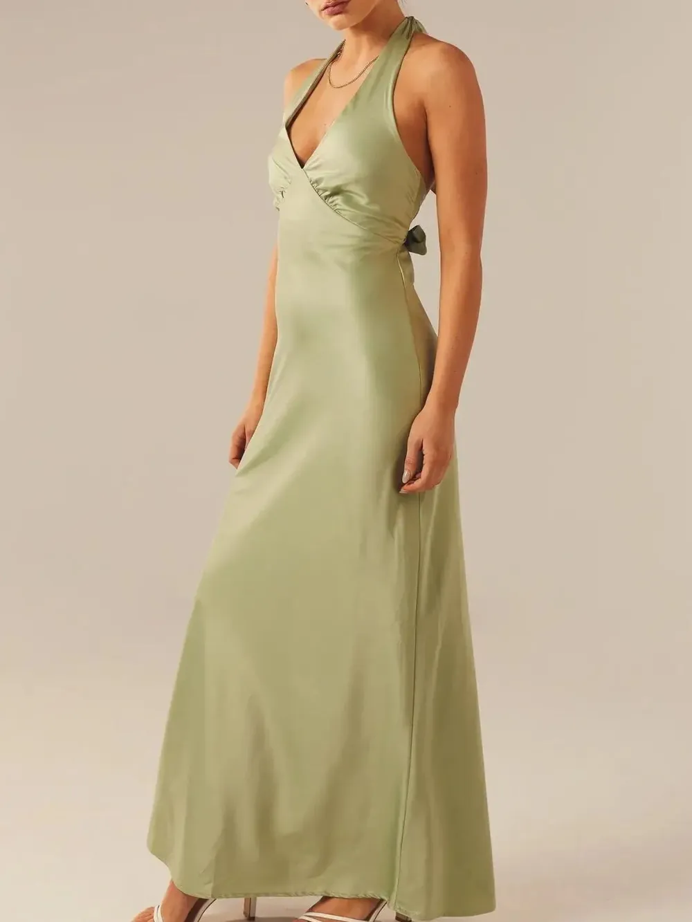 Halter Neck Wrap Maxi Dress with Tie Detail, image 5