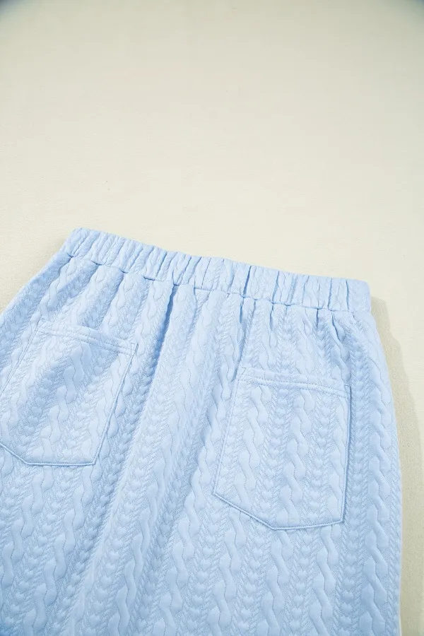Contrast Trim Textured Crewneck Tee and Pocketed Skirt Set, image 6