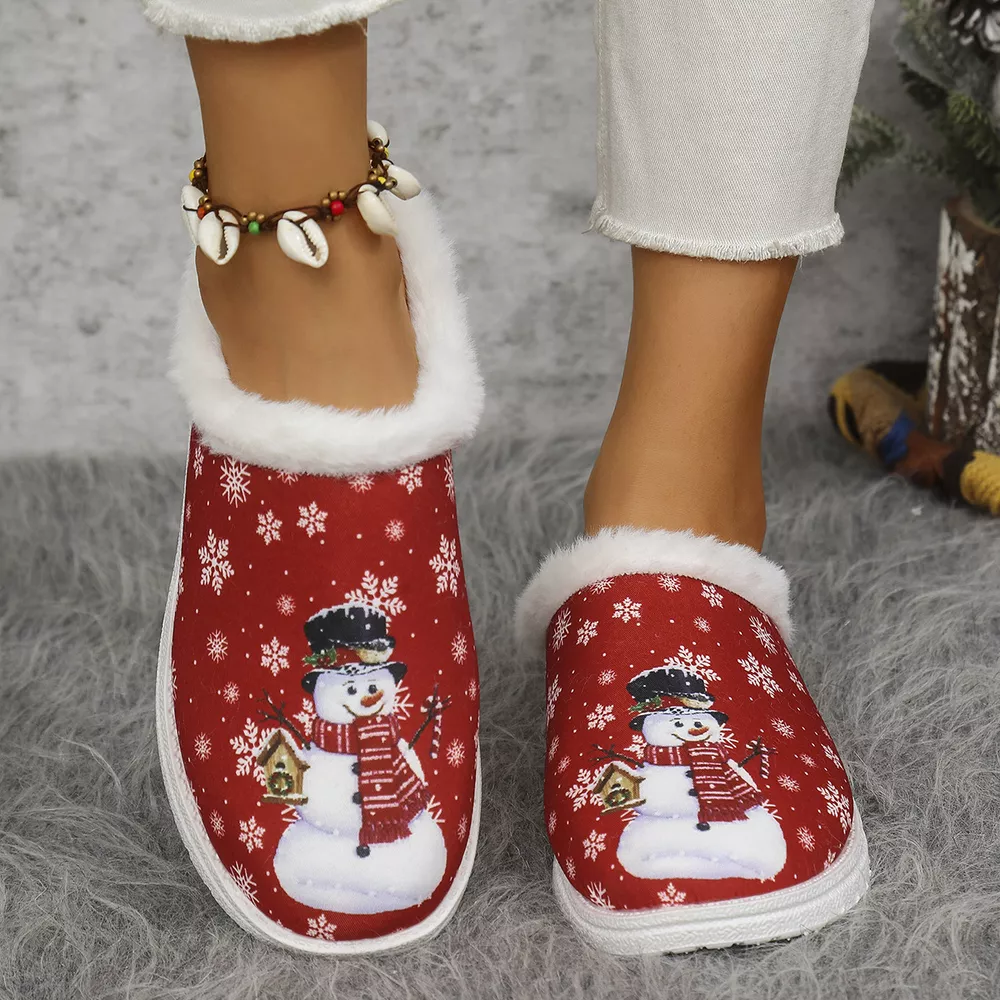 Christmas Snowman Plush Lined Slippers, image 3