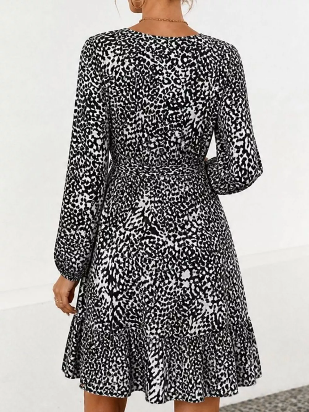 Animal Print Round Neck Mini Dress, image 5