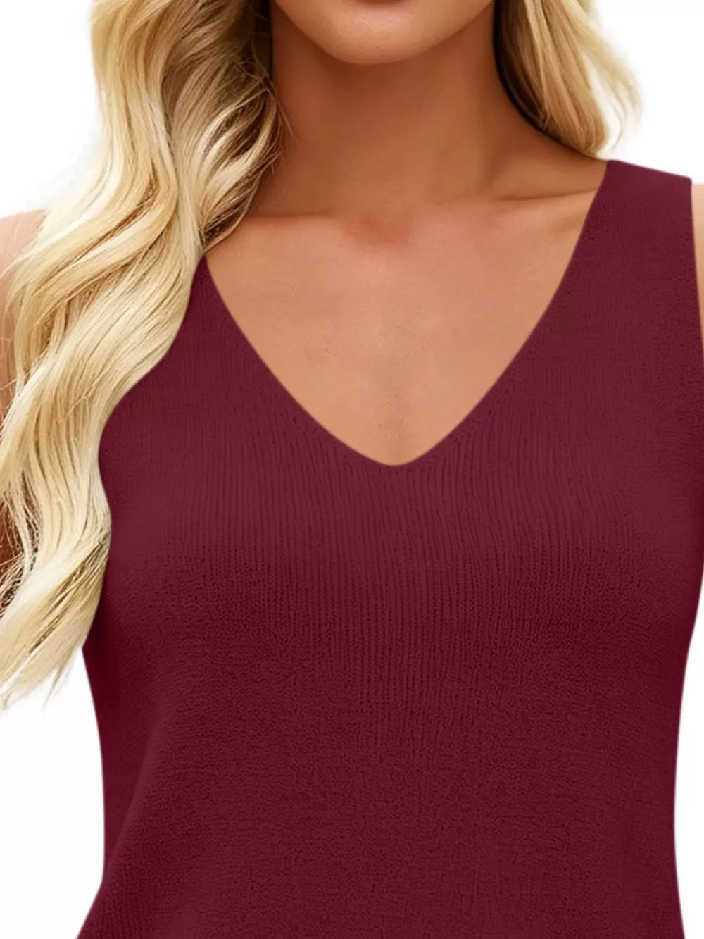 V-Neck Ribbed Knit Tank Top, image 23